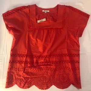 Coral eyelet top